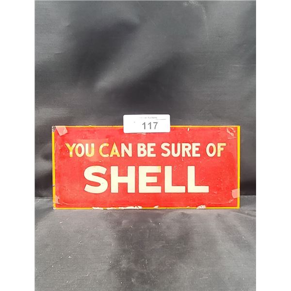 VINTAGE GLASS SHELL GAS PUMP PLATE