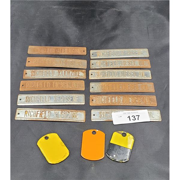 15 VINTAGE RICHFIELD FUEL TAGS