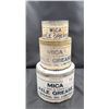 Image 1 : THREE ANTIQUE MICA AXEL GREASE CANS