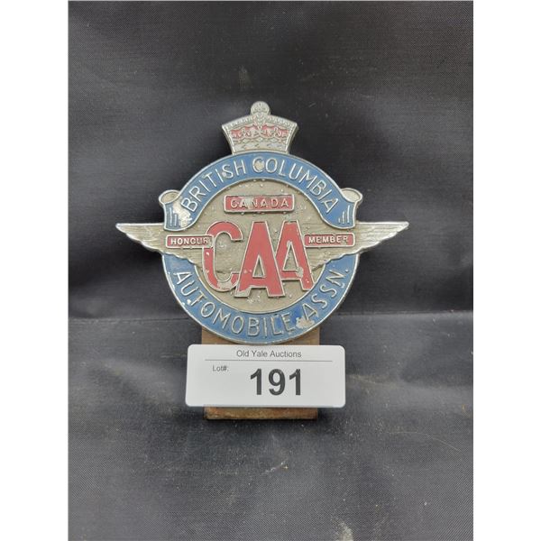 VINTAGE BCAA LICENSE PLATE TOPPER