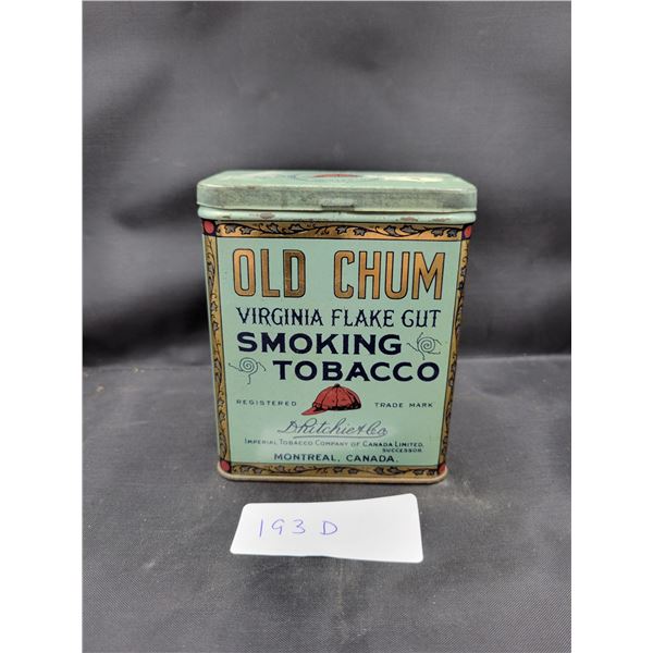 1920'S OLD CHUM SMOKING TOBACCO TIN