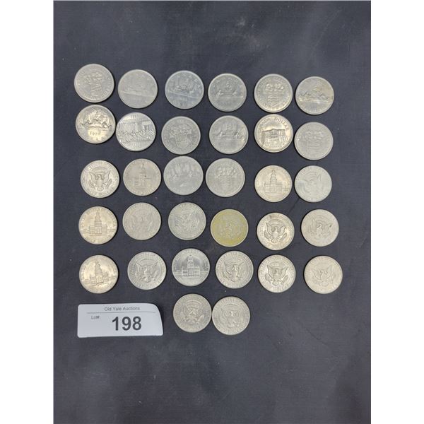 14 1970'S CANADIAN $1 COINS & 18 1970'S US 50CENT PIECES