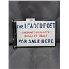 Image 1 : VINTAGE NOS "THE LEADERPOST" PORCELAIN DOUBLE SIDED FLANGE SIGN
