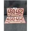 Image 1 : PAIR VERY GOOD CONDITION 1961 BC LICENSE PLATES