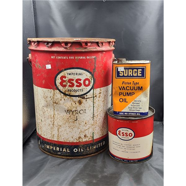 THREE VINTAGE OIL & GREASE CANS