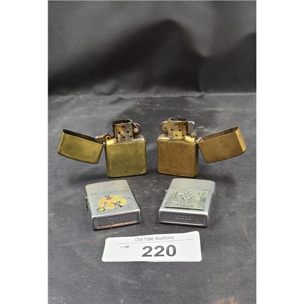 FOUR VINTAGE ZIPPO LIGHTERS