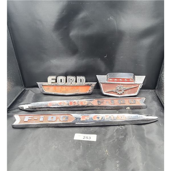 FOUR VINTAGE FORD F100 TRUCK EMBLEMS