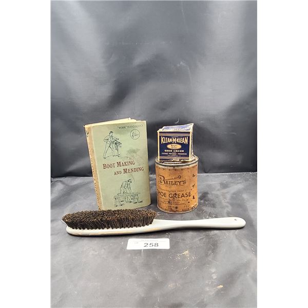 FOUR ANTIQUE/VINTAGE SHOE POLISHING ACCESSORIES