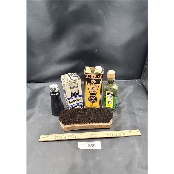 FOUR ANTIQUE/VINTAGE SHOE POLISHING ACCESSORIES