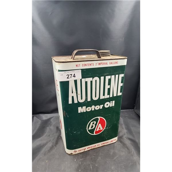 VINTAGE B/A AUTOLENE MOTOR OIL 2 GALLON CAN