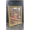 Image 1 : VINTAGE NATIVE GIRL IN CANOE PRINT