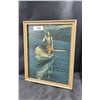 Image 1 : VINTAGE NATIVE GIRL IN CANOE PRINT