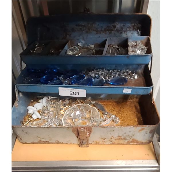 VINTAGE FISHING TACKLE BOX FULL CHANDELIER CRYSTALS