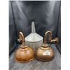 Image 1 : TWO COPPER INDUSTRIAL LAMPS & FUNNEL