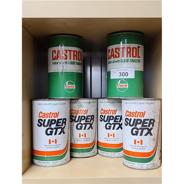 SIX VINTAGE CASTROL OIL MOTOR OIL QUARTS