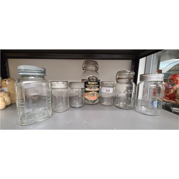 SEVEN VINTAGE CROWN, ATLAS, IMPROVED GLASS SEALER JARS
