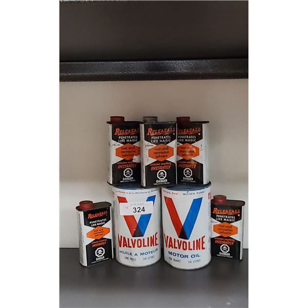 SEVEN VINTAGE VALVOLINE & PENETRATING OIL TINS