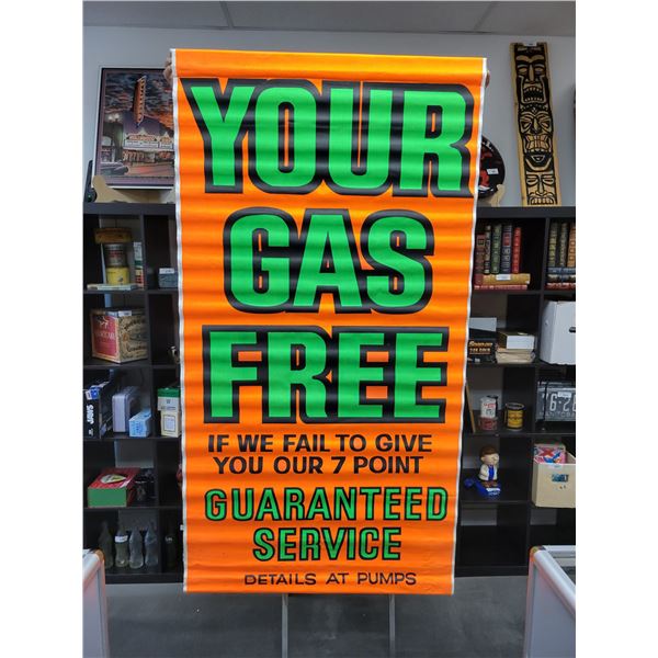 NOS VINTAGE HOME OIL GAS STATION CANVAS BANNER