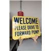 Image 2 : VINTAGE PORCELAIN DOUBLE SIDED GAS STATION SIGN- NEAR MINT
