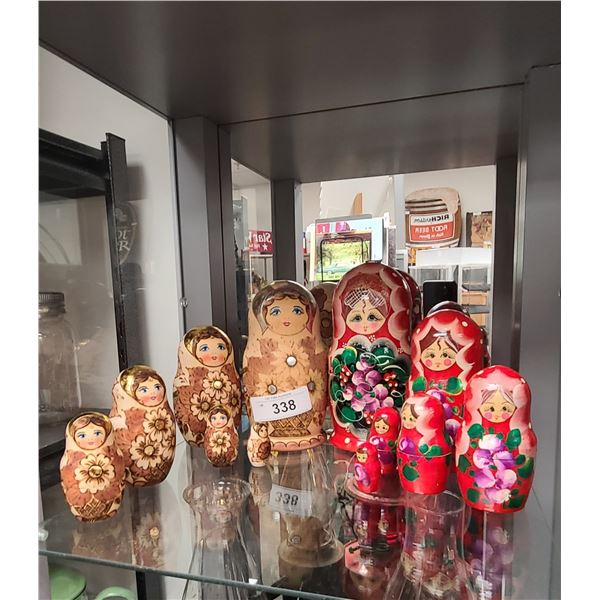 TWO SETS WOOD NESTING DOLLS