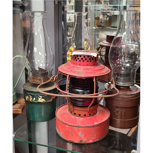 THREE RAILWAY LANTERNS