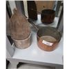 Image 1 : ANTIQUE COPPER POT & WOOD WALL CADDY