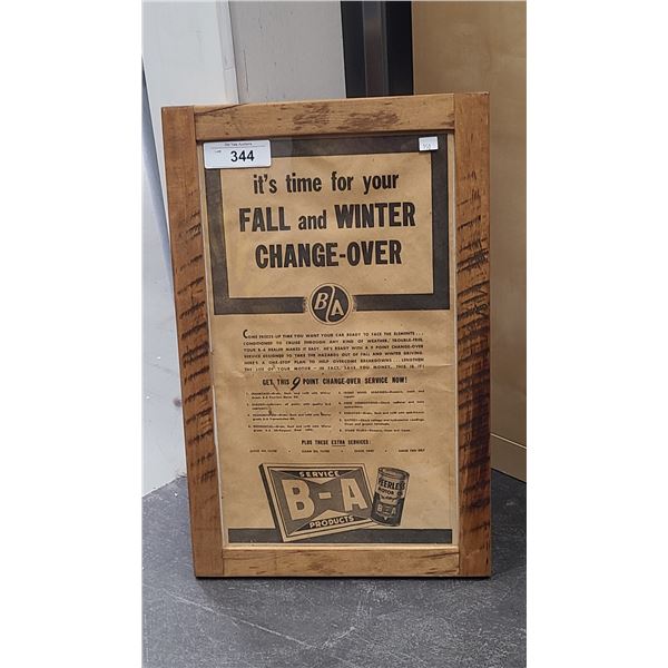 FRAMED EARLY B/A GAS STATION PAPER ADVERTISEMENT