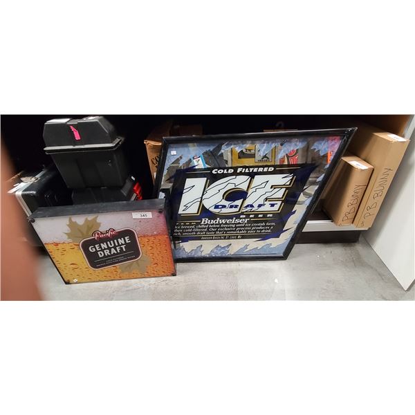BUDWEISER ICE & PACIFIC GENUINE DRAFT BEER SIGNS
