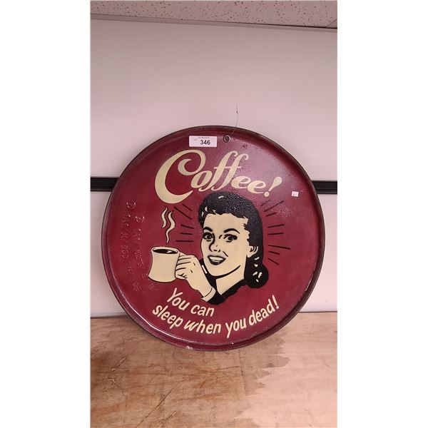 LARGE STEEL WALL HANGING COFFEE SIGN