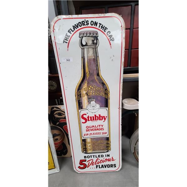 ORIGINAL 1950'S STUBBY SODA EMBOSSED METAL SIGN- HARD TO FIND