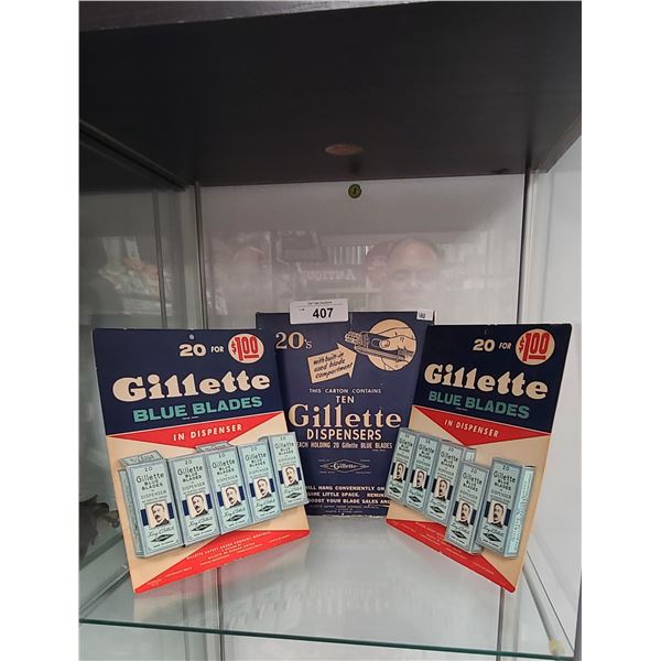 AMAZING NOS GILLETTE RAZOR BLADES STORE DISPLAY IN ORIGINAL BOX