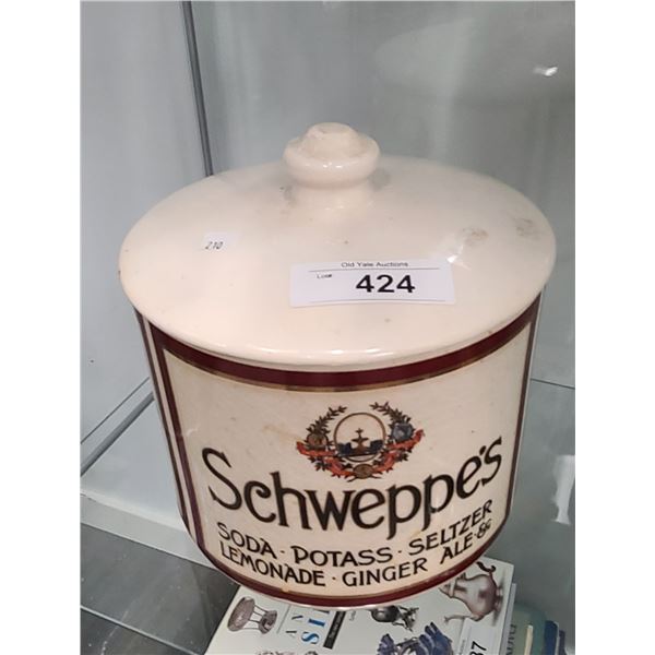 LARGE VINTAGE SCHWEPPES GINGER ALE COOKIE JAR