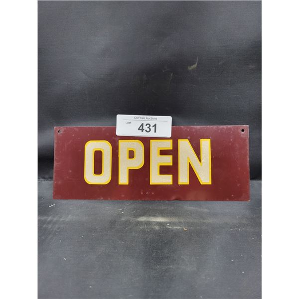 VINTAGE TIN REFLECTIVE OPEN/CLOSED SIGN