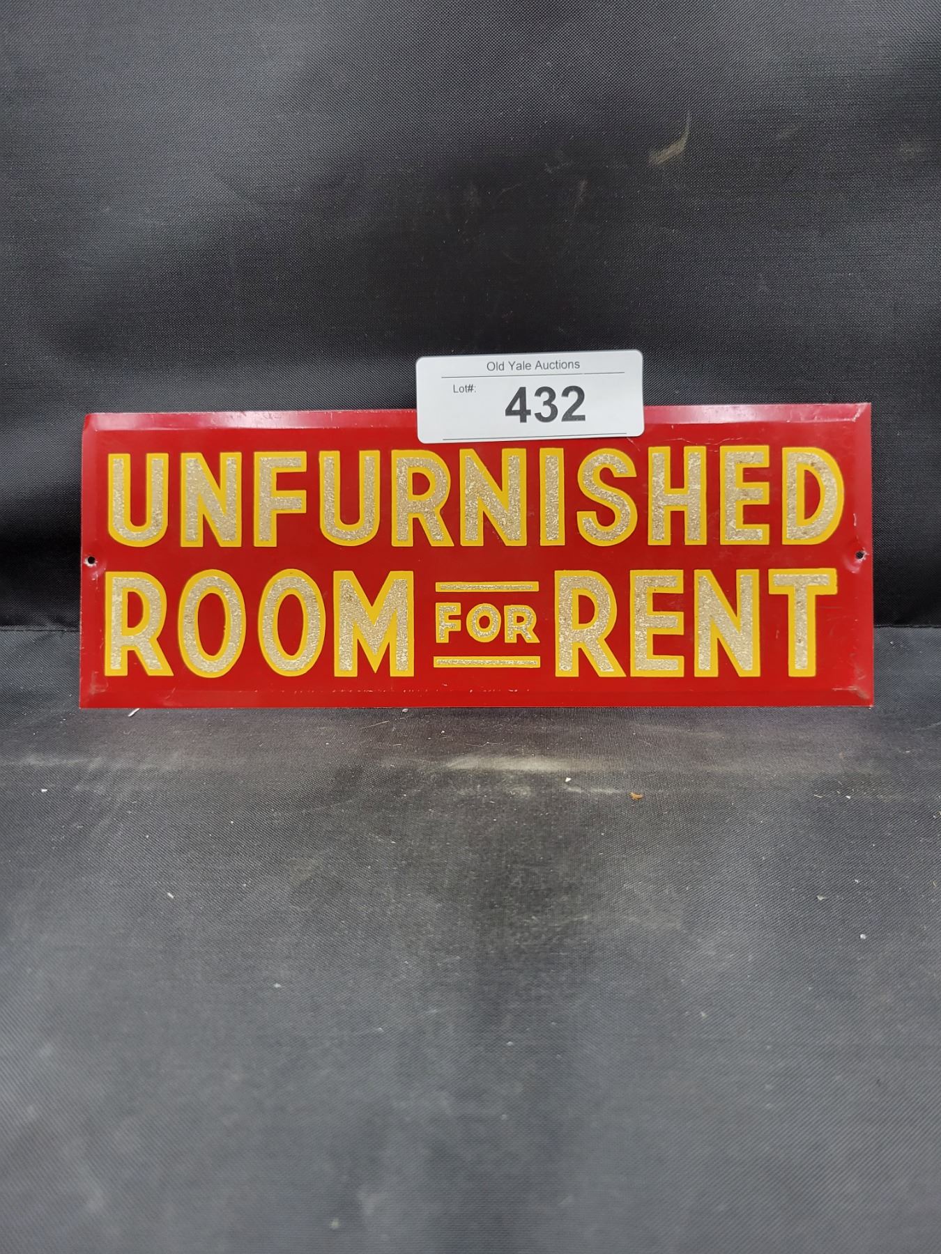 VINTAGE REFLECTIVE UNFURNISHED ROOMS FOR RENT TIN SIGN