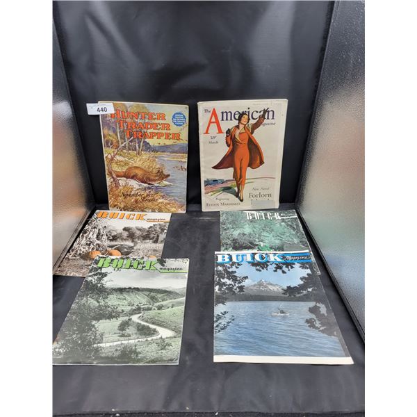 COLLECTION 1927 HUNTER/TRADER/TRAPPER, 1932 AMERICAN MAGAZINE & 4 1950'S BUICK MAGAZINES