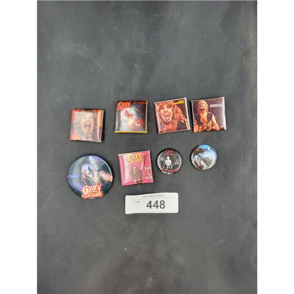 COLLECTION VINTAGE OZZY OSBORNE PINBACKS - 8 PIECES