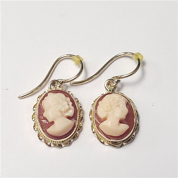 14K  SHELL CAMEO EARRINGS