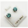 Image 1 : 10K  VIVID SLIGHTLY GREENISH BLUE MOISSANITE(1.5CT) EARRINGS