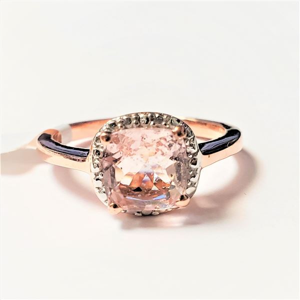SILVER MORGANITE RING SIZE 7