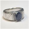 Image 2 : SILVER SAPPHIRE(1.63CT) CZ(0.32CT) RING SIZE 10