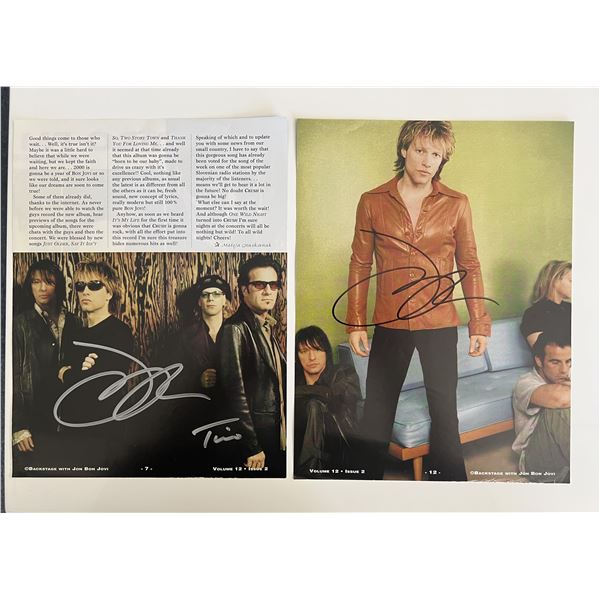 Jon Bon Jovi and Tico Torres signed magazine page