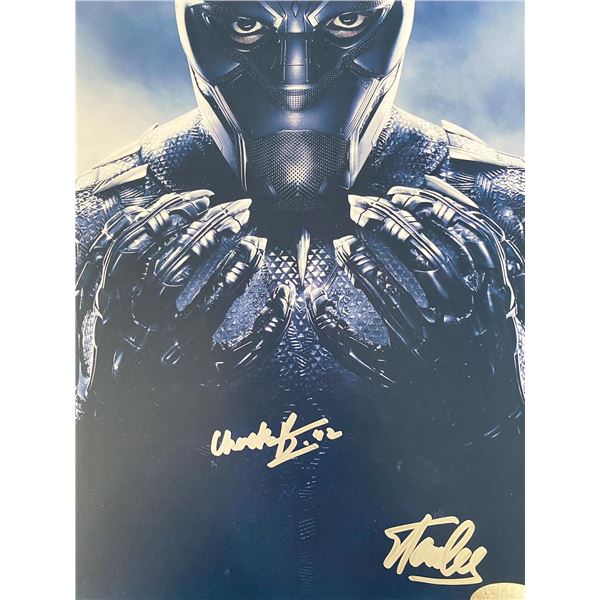 Black Panther Chadwick Boseman and Stan Lee signed movie photo