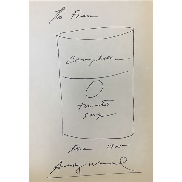 Andy Warhol hand drawn and signed soup can sketch