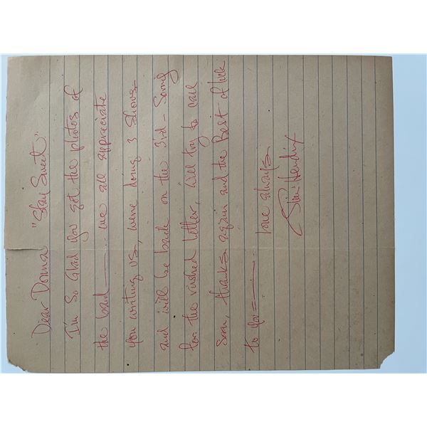 Jimi Hendrix handwritten signed letter