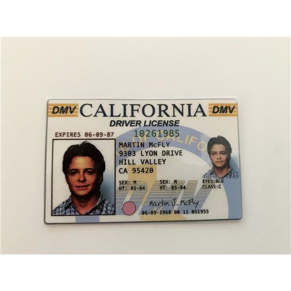 Back to the Future Marty Mcfly CA Driver License