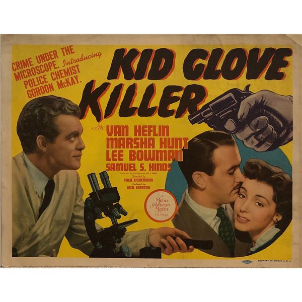 Kid Glove Killer original 1942 vintage lobby card