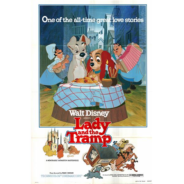Lady and the Tramp Original 1980R Vintage One Sheet Poster