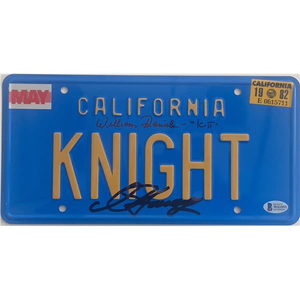 Knight Rider David Hasselhoff and William Daniels signed licensed plate - Beckett authenticated