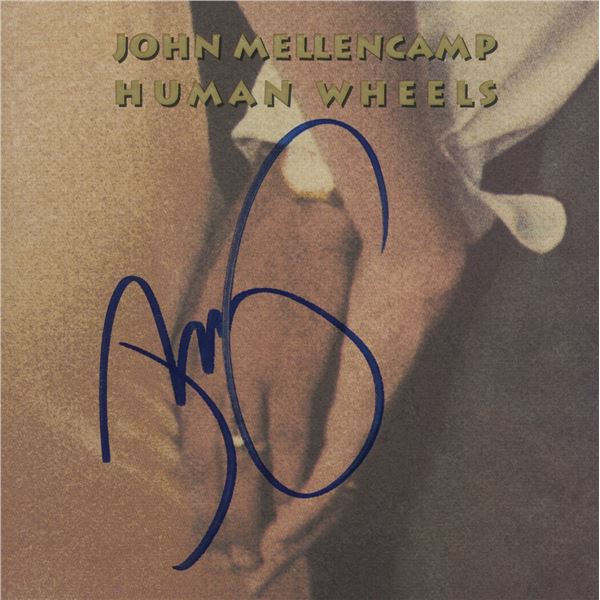 John Mellencamp signed Human Wheels CD cover