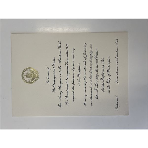 1981 Nancy Reagan and Barbara Bush Inaugural Reception invitation